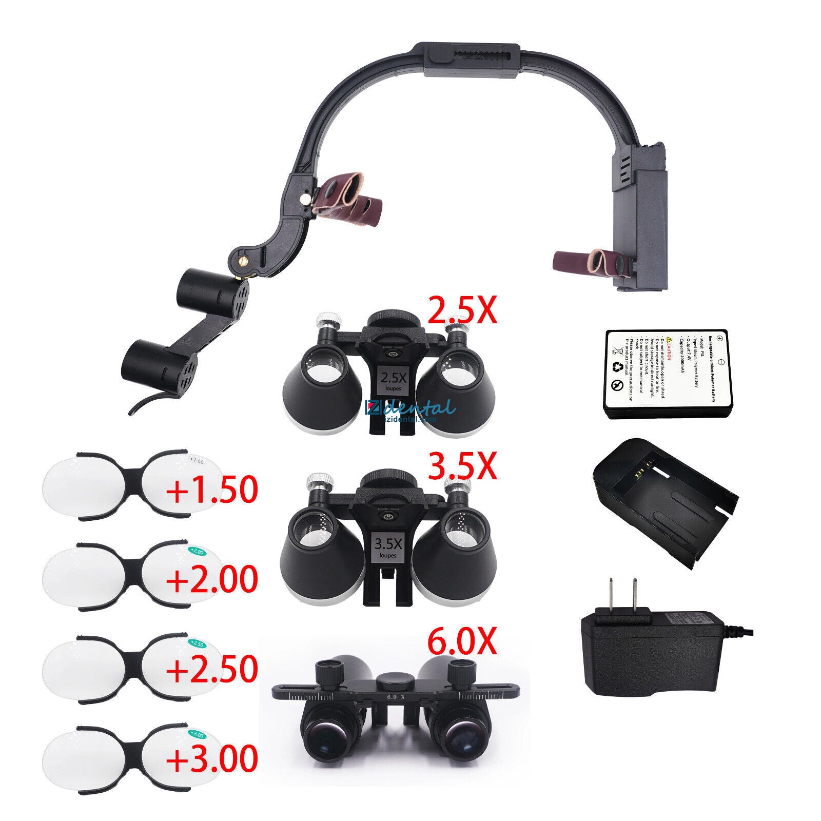 5X / 6X Dental Binocular Loupe with Presbyopic glasses + 5W LED Headlight