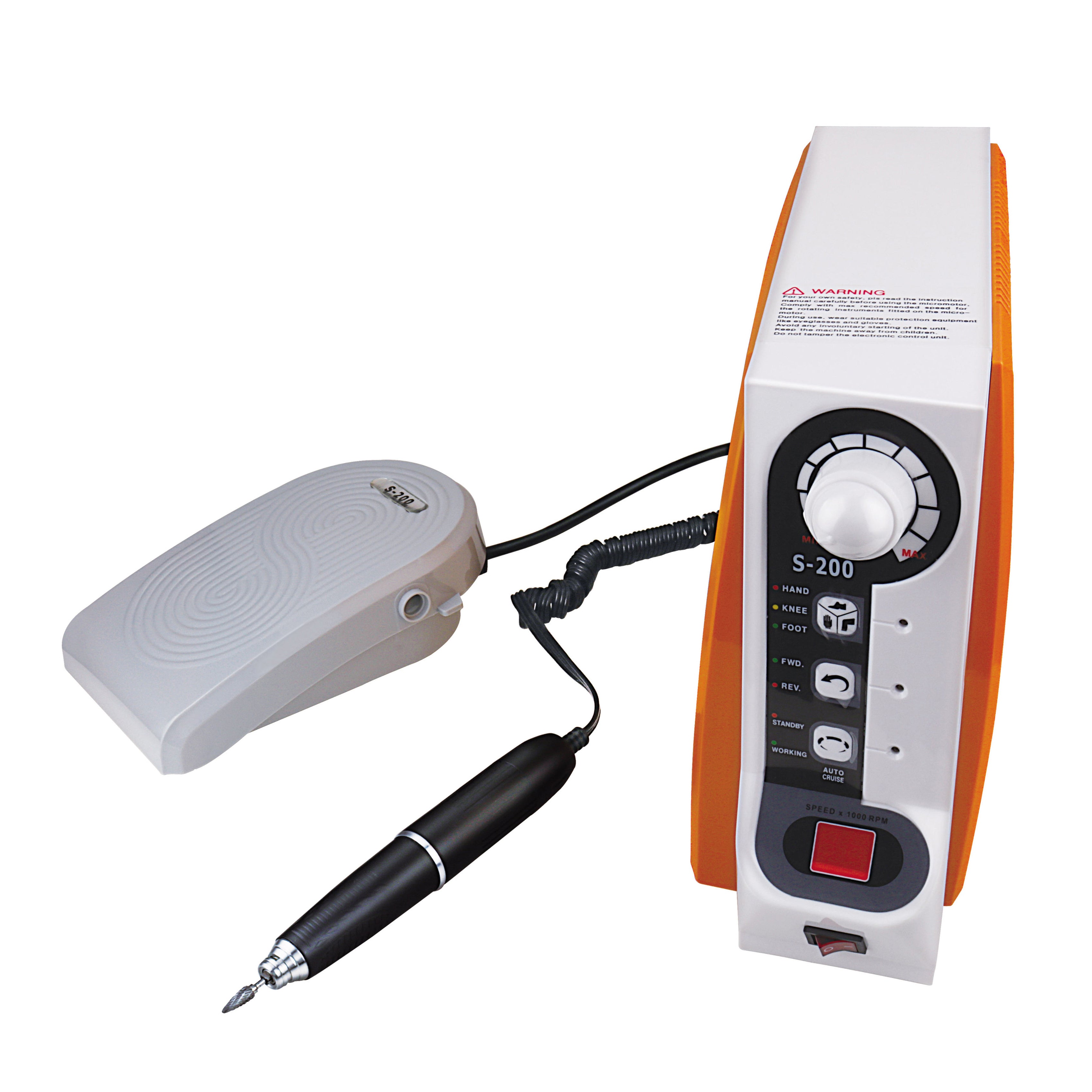 FASTRONG S-200 Dental Brushless Micromotor (60K RPM Handpiece) with Hand/ Knee/ Foot Control