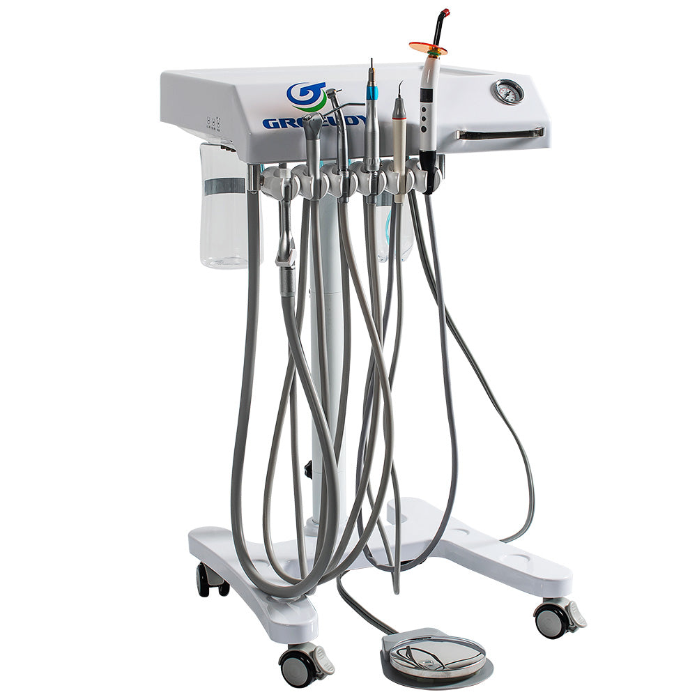 GREELOY P302 Portable Dental Delivery Units Mobile Dental Cart + Curing Light + Scaler