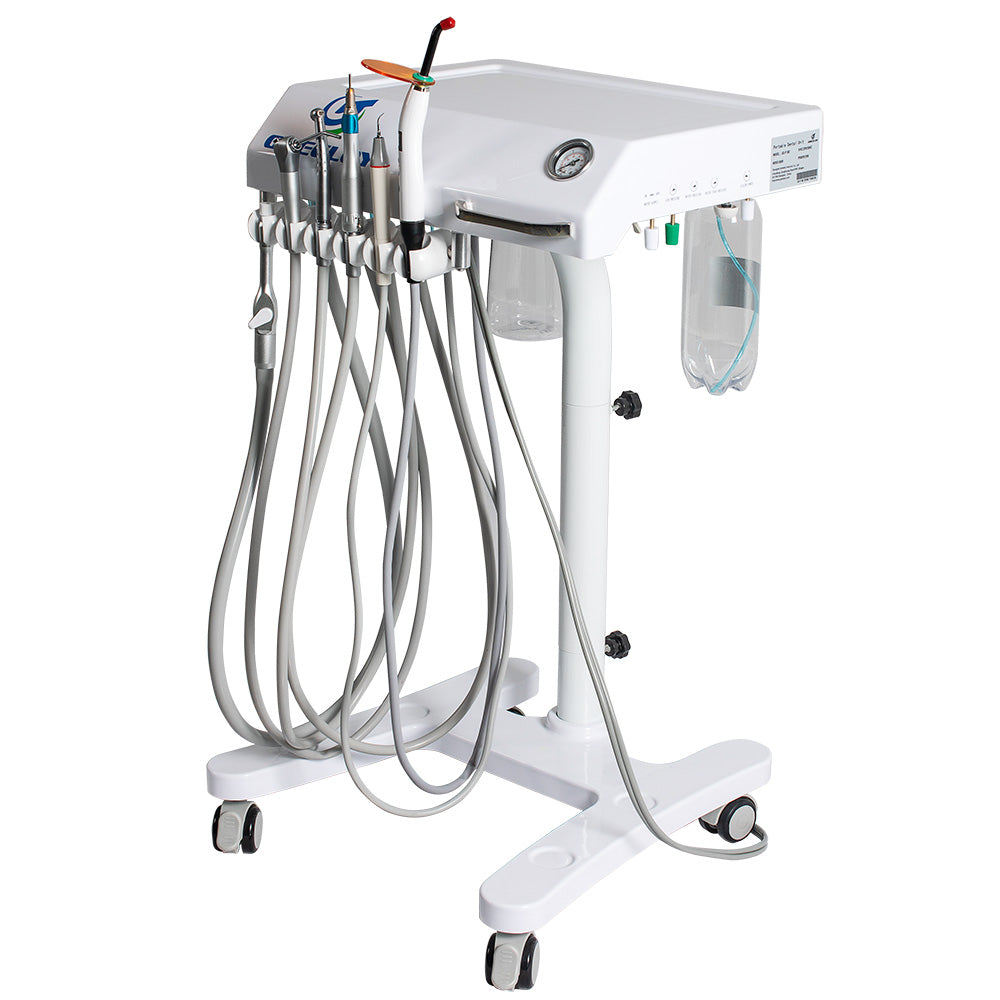 GREELOY P302 Portable Dental Delivery Units Mobile Dental Cart + Curing Light + Scaler