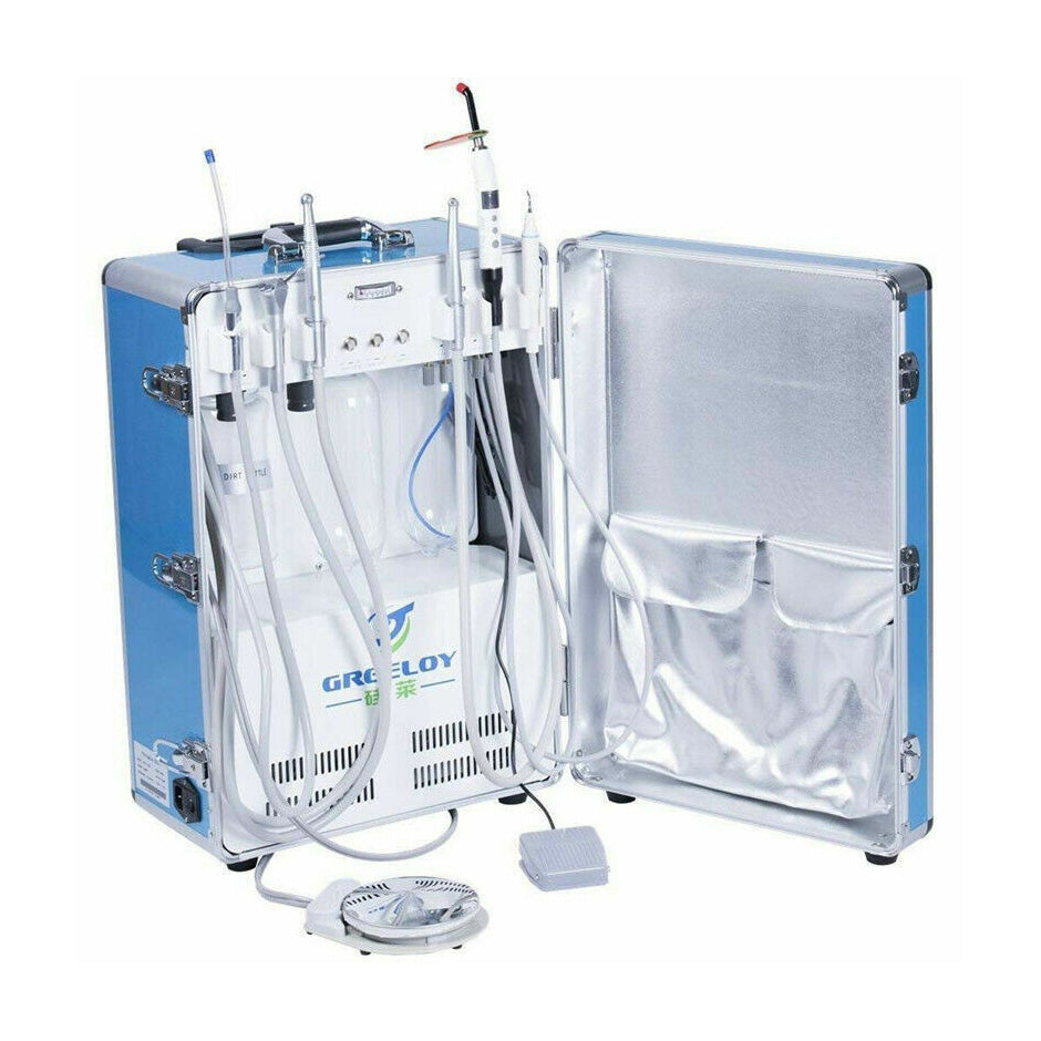 Greeloy GU-P206 Portable Mobile Dental Unit (With Air Compressor + Curing Light + Ultrasonic Scaler)