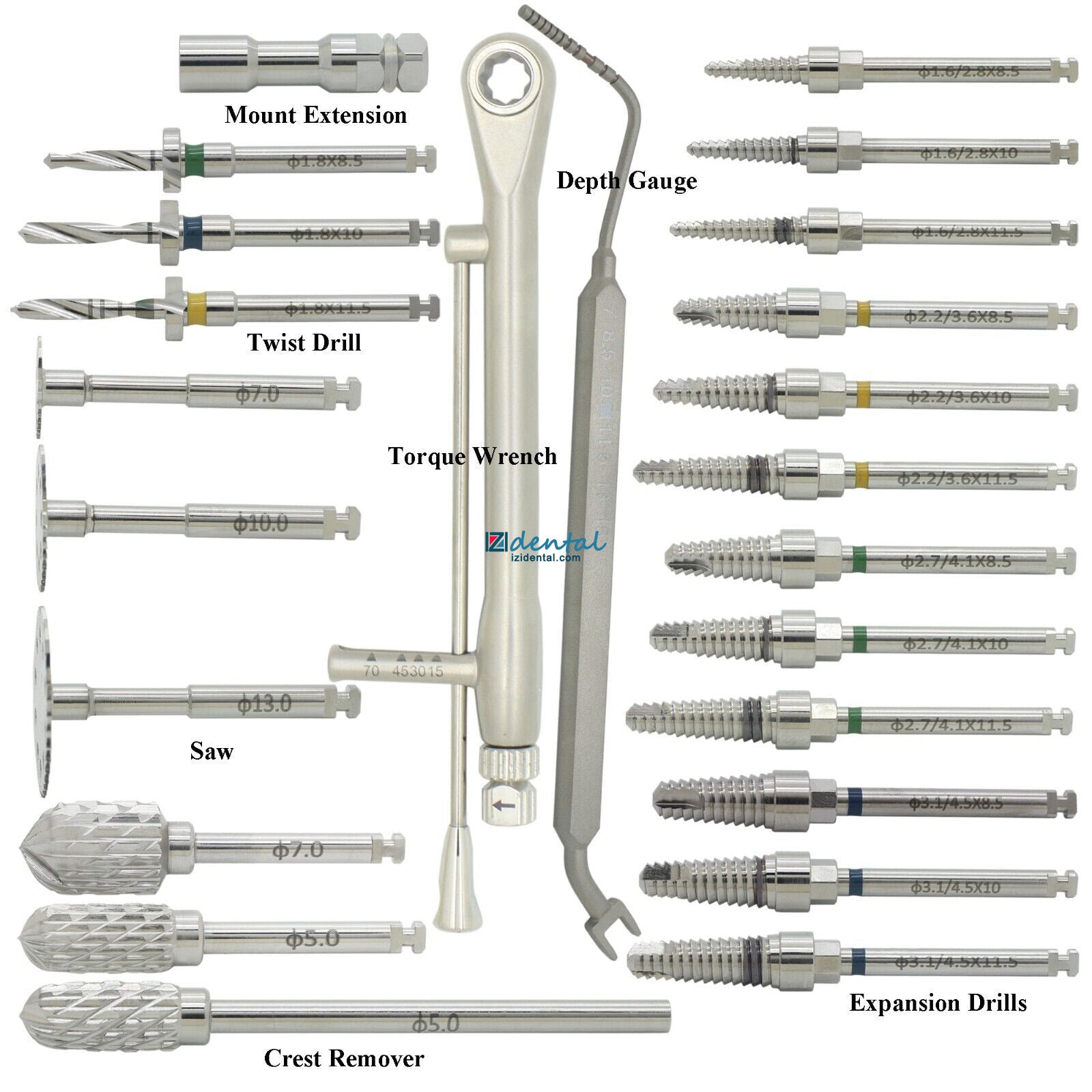 Dental Implant ESSET Kit (Easy Safe Stable Expanding &amp; Tapping Kit) With Torque Wrench + Depth Gauge