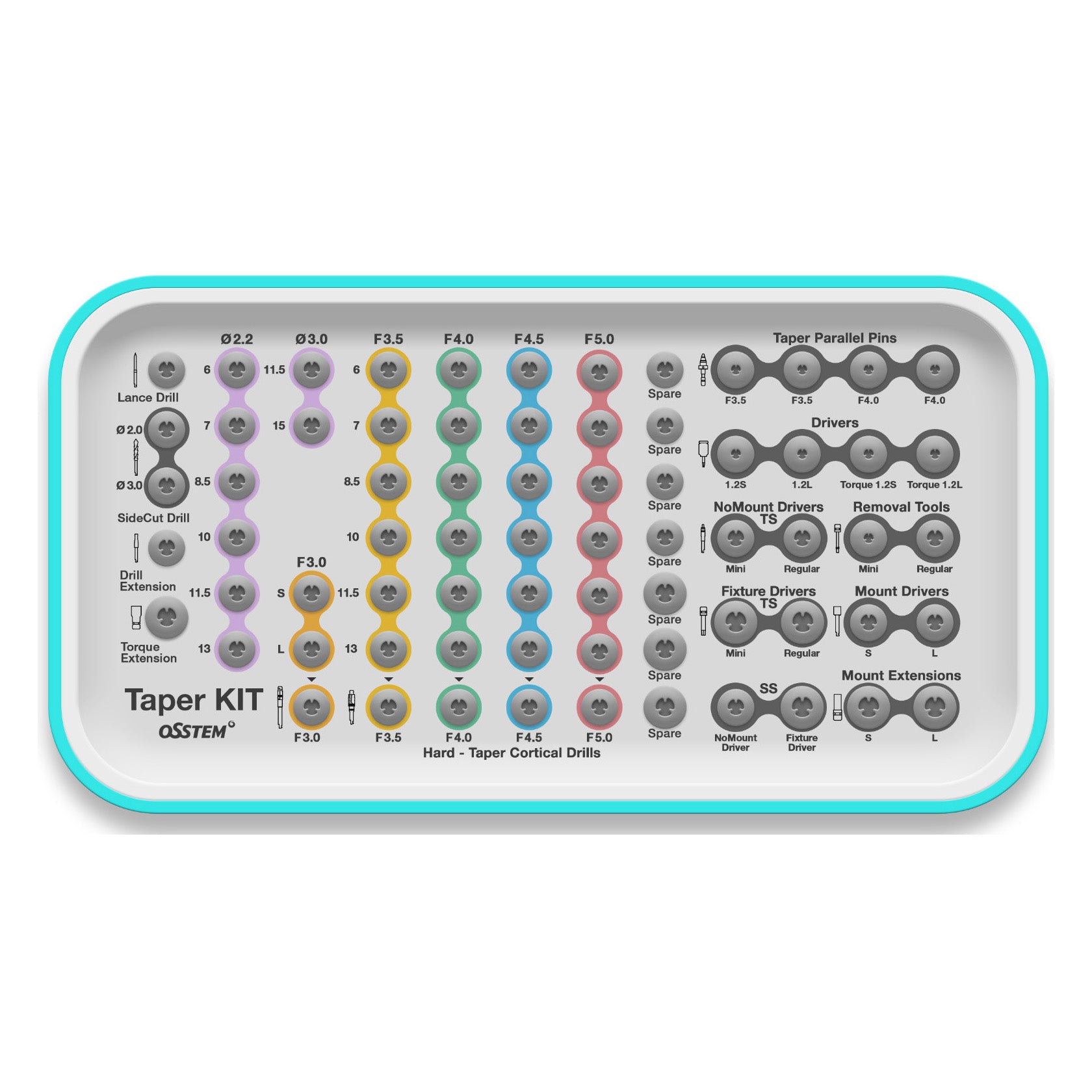 Osstem Hiossen Taper Kit Implant Surgical Set With Torque Wrench (Use For TSⅢ/Ⅳ SSⅢ USⅢ/Ⅳ)