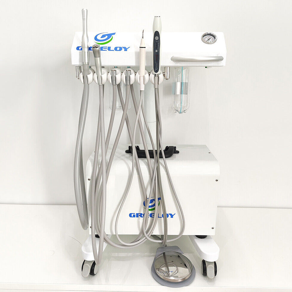 Greeloy Mobile Dental Delivery Unit GU-P302 + Dental Compressor GU-P300 + Curing Light+ Ultrasonic Scaler